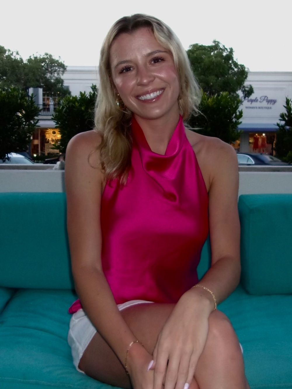 Fuchsia Satin Halter Top